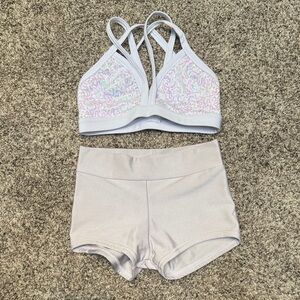 Sparkling White Kids Sports Bra Set